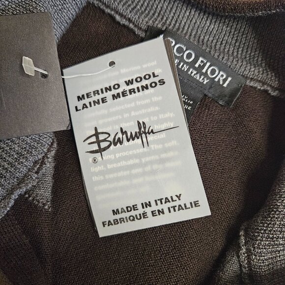 NWT Marco Fiori 100% Merino Wool Quarter-Zip Argyle Sweater - Picture 5 of 6